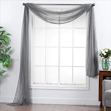 Decotex Sheer Voile Transparent Window or Event Decor Scarf Valance - Various Sizes & Colors 54" W x 216" L, Gray