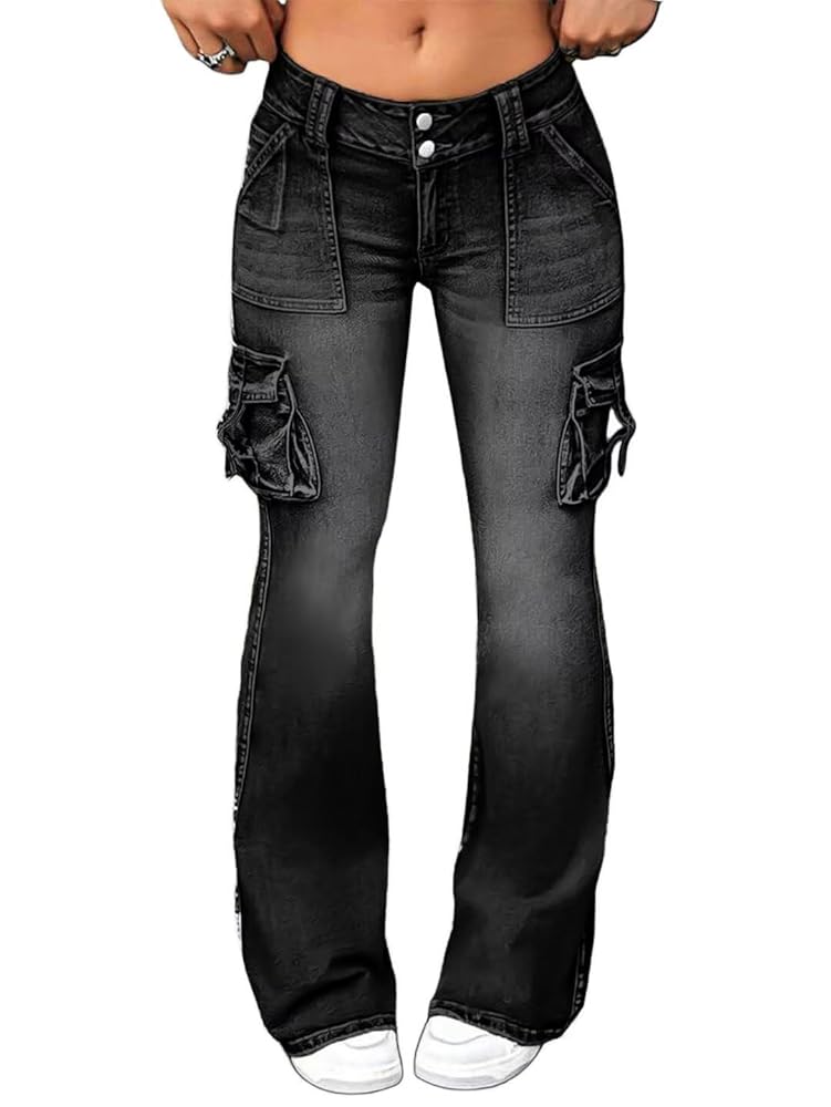 パンツ unknown zip black flare denim pant y2k unknown zip black flare denim pant y2k