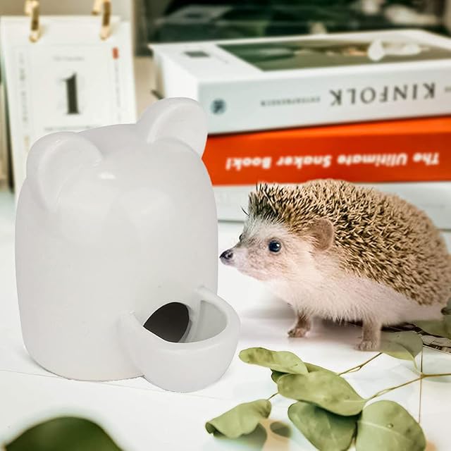 Foto 2 de 8 de Jsleid Dispensador de agua para animales pequeños, fuente automática de cerámica, 300 ml, blanco, para hámster