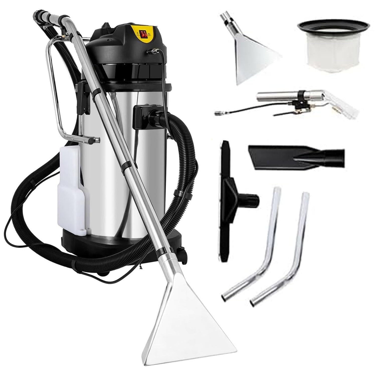 Pulitore per tappeti, resistente, 40 l, aspirazione 3 in 1, multiuso, in acciaio inox, uso commerciale e domestico, per la pulizia di tappeti, tappezzeria e auto