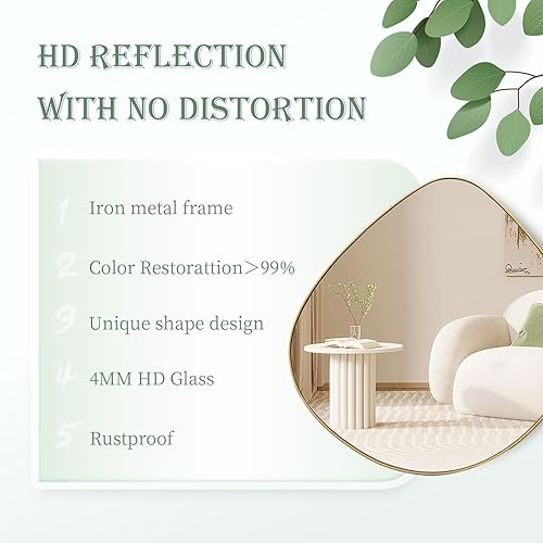 Miniatura 3 de Espejo de pared irregular con marco dorado Matel para sala de estar, dormitorio, baño, entrada, decoración de pared 27.8 x 28.2 pulgadas, BKS003Gold