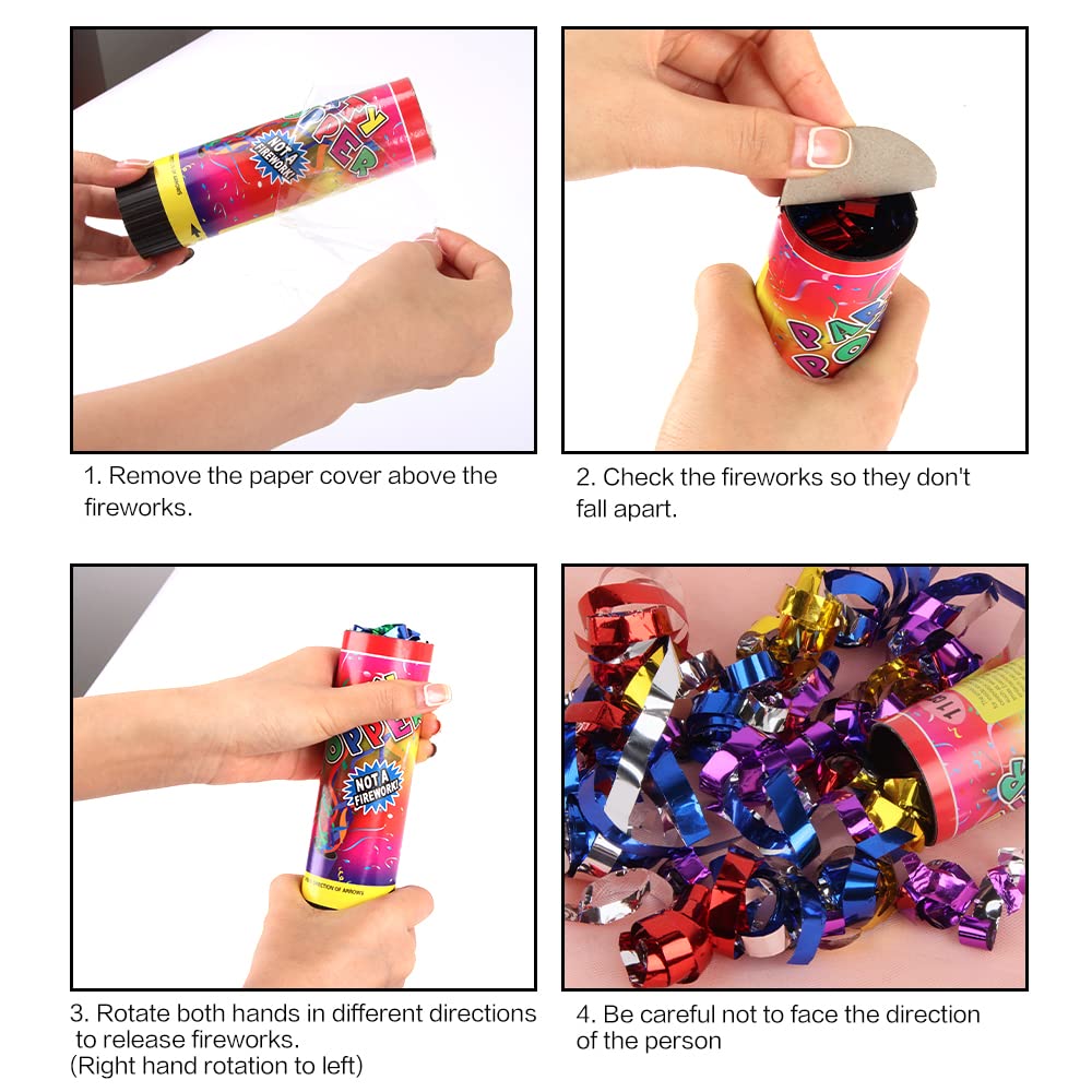 Taozoey Canons à Confettis Multicolores X4 - Pour Fête, Mariage, Anniversaire