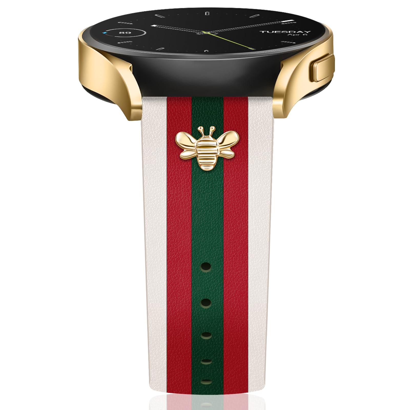 MOINSPIRE Designer Leather Bands with Charms Compatible with Samsung Galaxy Watch 7/6/5/4/Active 2 40mm 44mm/Watch 6 Classic 43mm 47mm/Watch 5 Pro