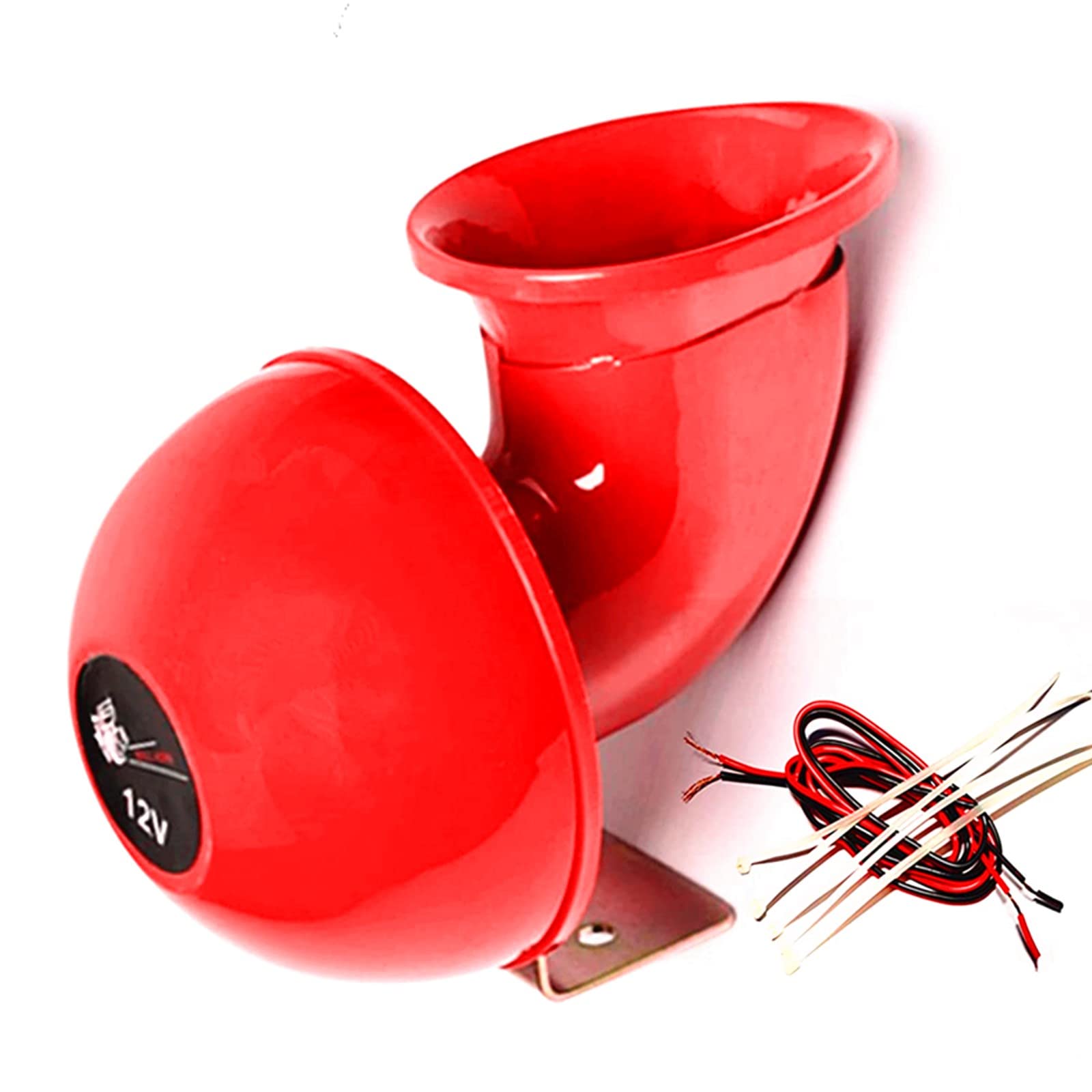 Bocina de coche Bocina eléctrica de coche roja 150db Altavoz Bocina de sonido de toro Bocina de metal ruidosa Bocina de camión a prueba de agua Bocina de aire Car Horn Para 12V Coche Barco etc