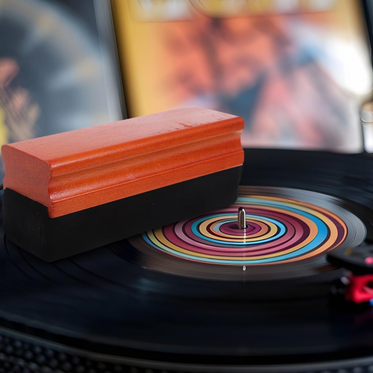 UKCOCO Vinyl Record Brush, Anti-Static Soft Velvet Cleaner with Wood Handle for Turntables, Professional Dust Removal Tool for Optimal Sound Quality and Phonograph Maintenance