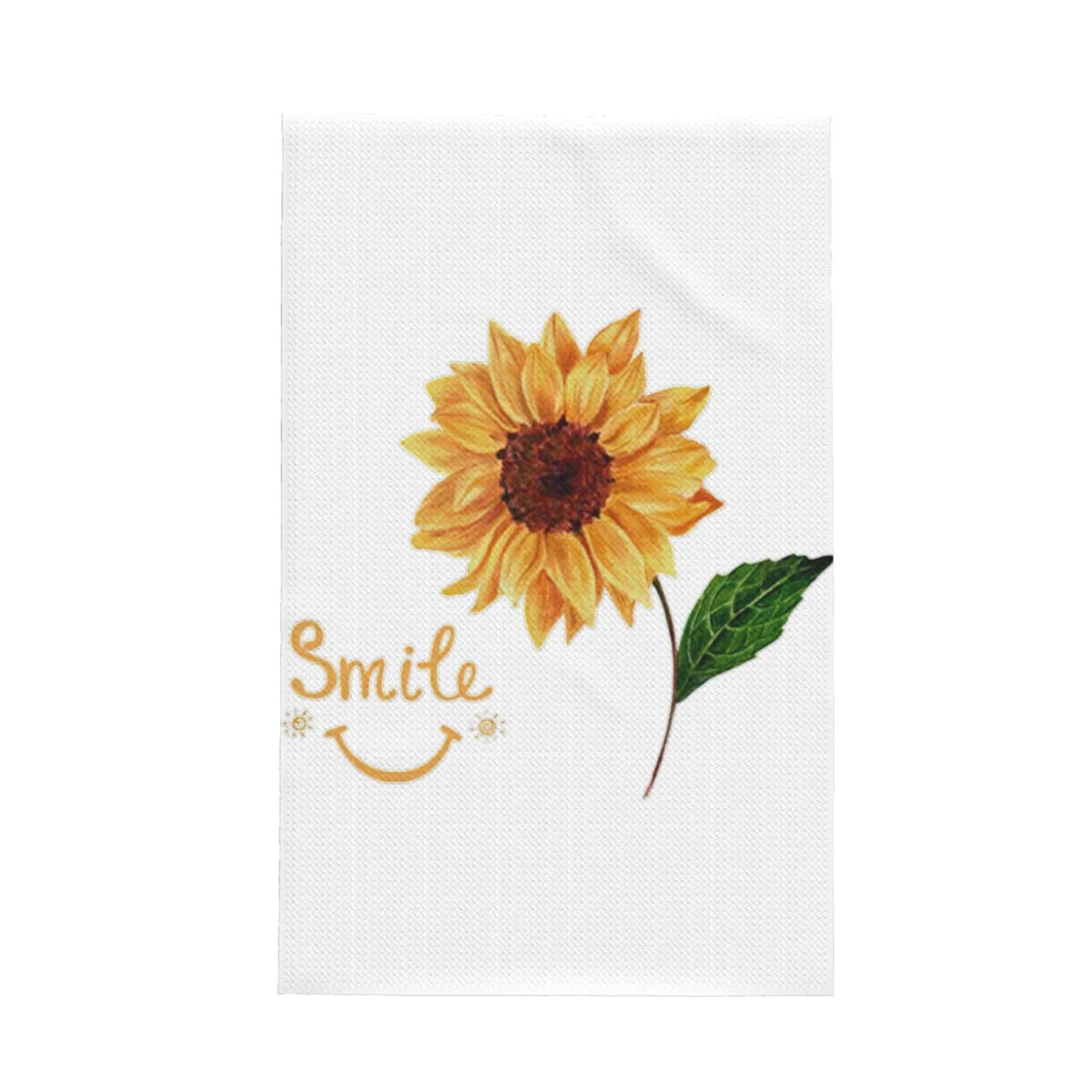 CKGODGF Smile Face Sunflower Print Absorbent Waffle Dishcloths,Kitchen Towels With Hanging Loops,Tea Towels.