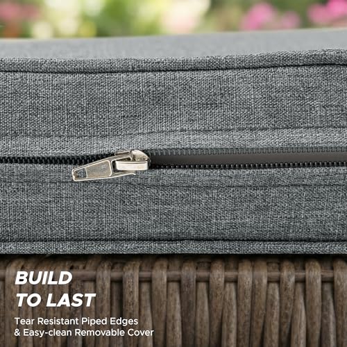 Image of Outdoor Chair Cushions, Water-Resistant & Fade-Resistant, Patio Furniture Lawn Dining Chair Seat Replacement with Mid Back, Ties Zipper, Removable Cover, 18 x 16.5 Inch, Set of 4, Dark Grey