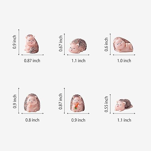 Miniatura 7 de BESIKIKCO 6 piezas de erizo en miniatura miniatura para jardín, figuras de erizos en miniatura, musgo, micro paisaje, decoración de resina para el