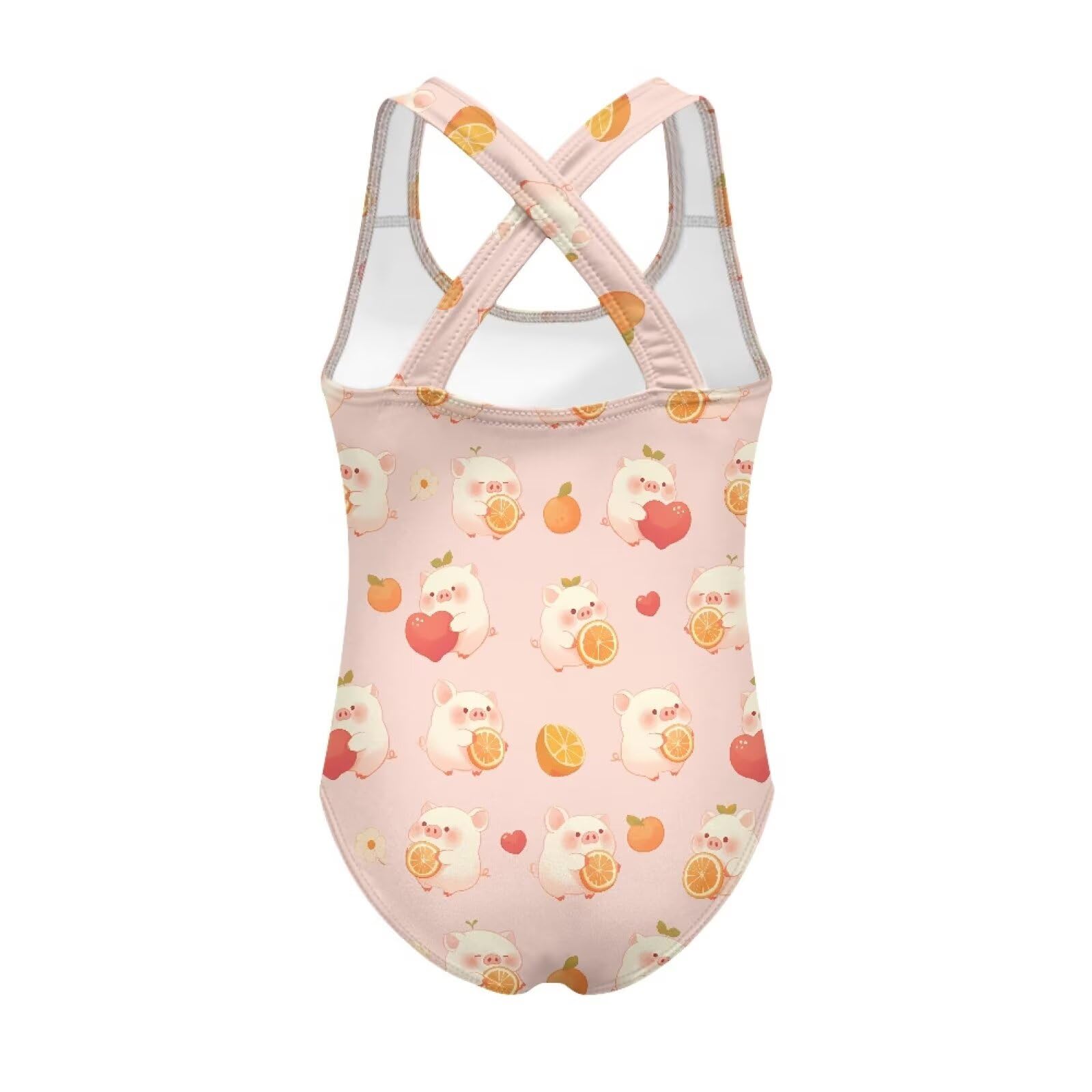 Summer One-Piece Bathing Suit for Girls, Cross-Back Straps Swimsuit, Elastic Fit, for Beach Trips, Swim Lessons