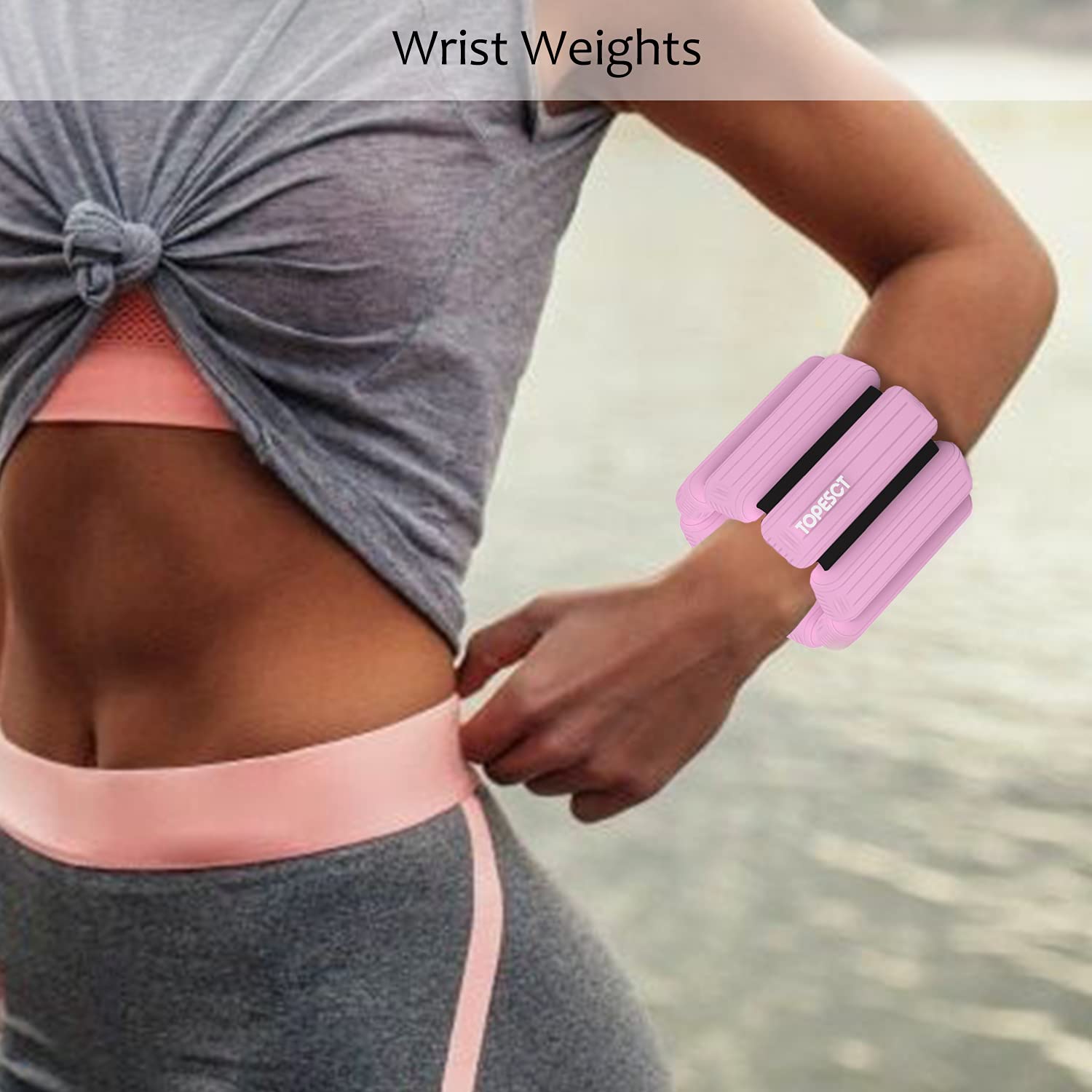 TOPESCT Regulowane obciążniki na nadgarstek – 2 sztuki (po 0,5 kg) | bransoletka do noszenia na nadgarstku i kostce, do jogi, tańca, barre, pilatesu, cardio, aerobiku, chodzenia