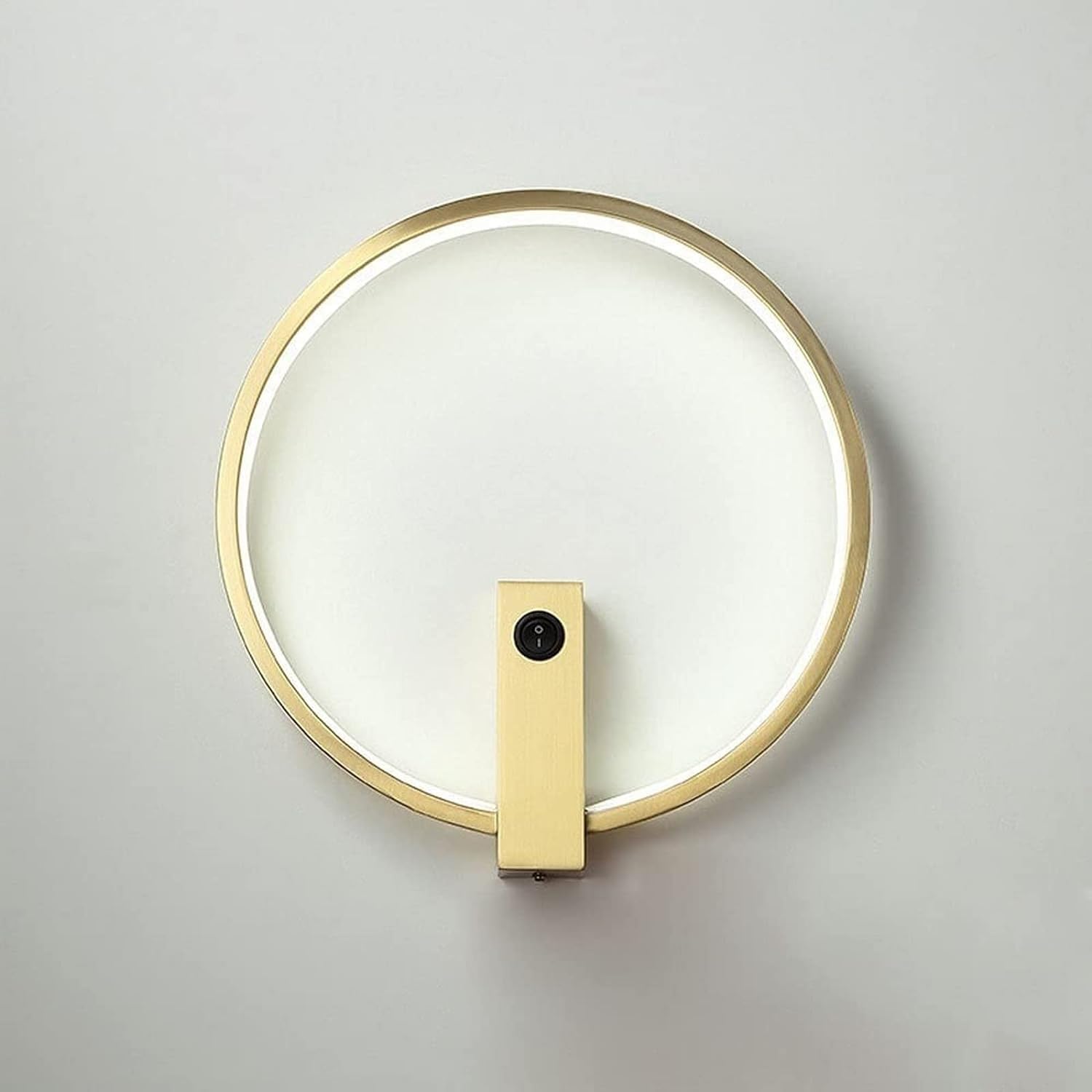 ASerZenith Led Brass Wall Light Acrylic Shade Ring Wall Lamp Hardwired Sconce With Switch Modern Copper Wall Lamps