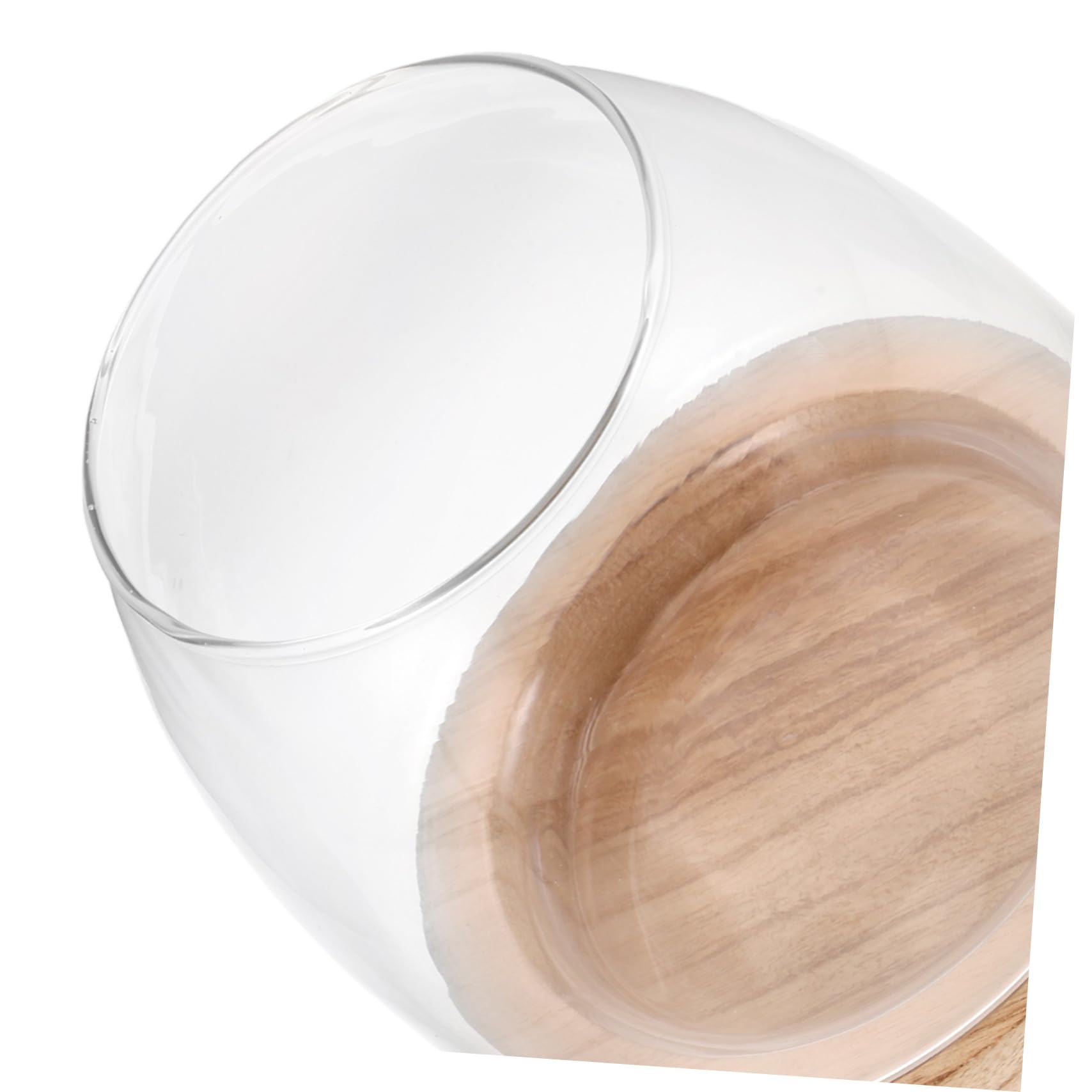 Uonlytech Vase Hydroponique Verre Transparent avec Base Bois Aquarium Décoratif pour Plantes et Poissons Vase de Bureau Compact pour Propagation Intérieur