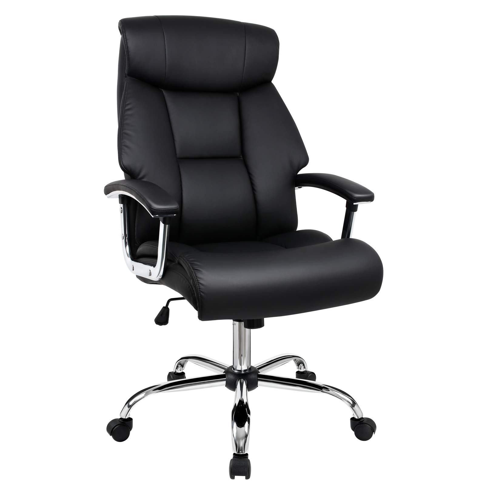 Ergonomic Office Executive Chair, Extra Padded High Back Tilt Reclining Faux Leather Desk Computer Chair with Arms