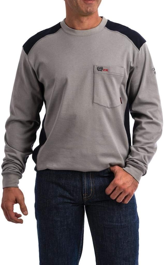 Cinch Work Shirt Mens Flame Resistant Long Sleeve Tee Gray WLT3205002