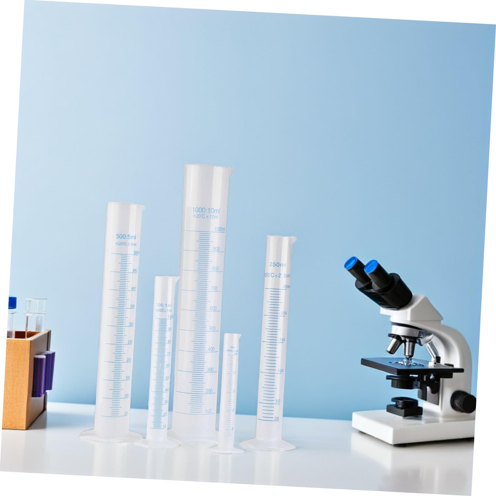 5Piezas Cilindros Medidores de Plástico Graduados de Laboratorio Tubos de Medición con Escala Experimentos Científicos y Precisión Mediciones