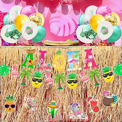 Amosfun Decoração de festa havaiana Aloha flamingle Abacaxi Guirlanda Aloha Banner Topo de cupcake B