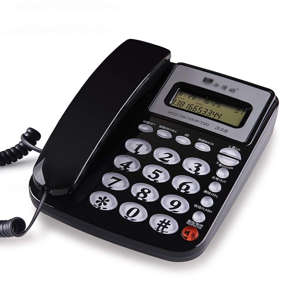 GUOJINE Classic Corded Phone With Call Blocker Corded Telephone With Speaker, Display, Basic Calculator And Caller ID- Black