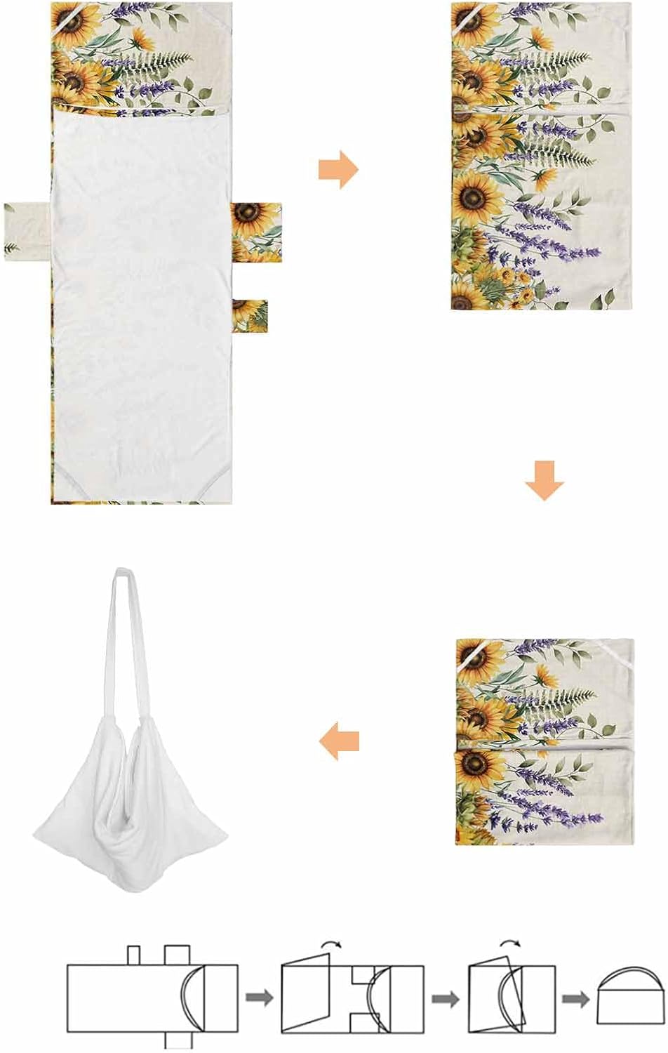 Farm Flowers Beach Pool Patio Lounge Chaise Chair Cover Towel With Pockets,Absorbent & Quick Dry Microfiber Towel Cover Bag Summer Accessories for Sunbathing Vintage Sunflower Lavender Eucalyptus Leaf