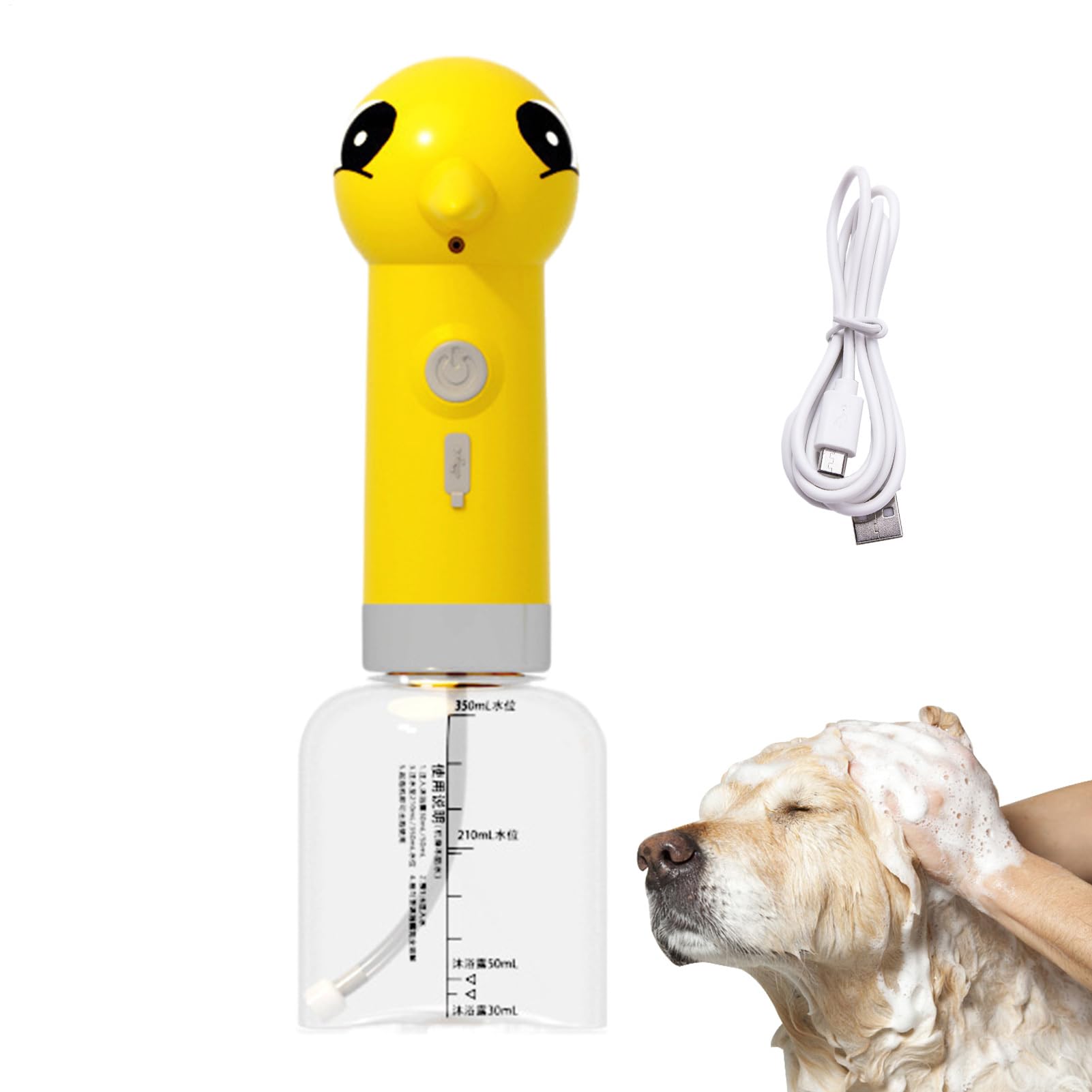 Máquina eléctrica de espuma de limpieza para perros, 25 x 8 cm, pulverizador de champú espumoso, equipo de ducha recargable para mascotas, para baño, tina, cocina, fregadero, inodoro, herramienta de