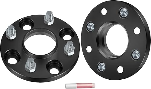 Miniatura 9 de ECCPP 2 espaciadores de rueda centrados de 0.591 in de 4 x 4.5 4 x 114.3 4 lengüetas con pernos de 12 x 1.25 de 2.602 in, color negro, compatible