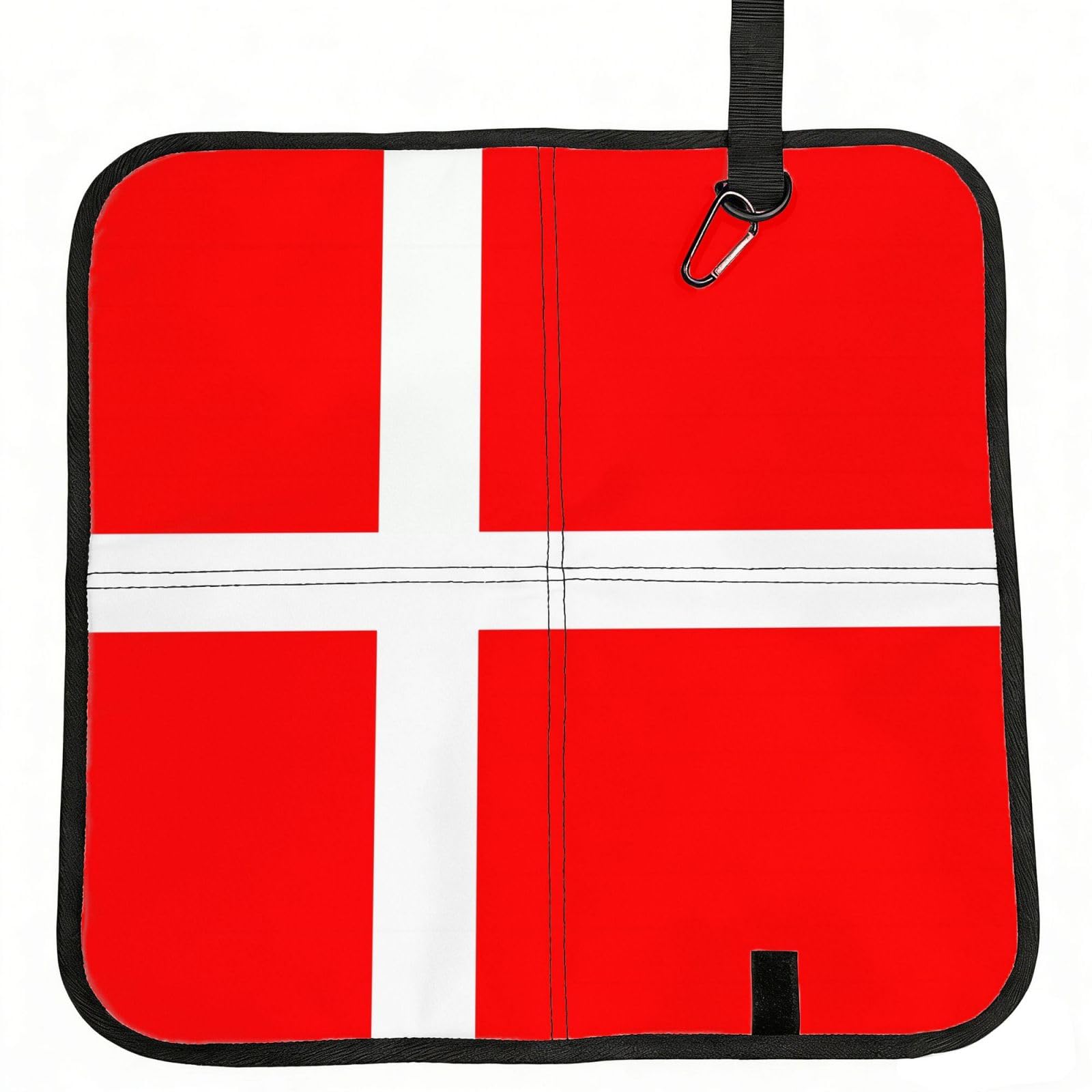 MROWYC Denmark Danish Flag Printed Foldable Seat Cushion - Portable with Carabiner, for Stadium, Camping, Hiking