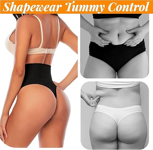 Miniatura 6 de IKNIYO Tanga moldeadora de abdomen para mujer, sin costuras, ropa interior de cintura alta, moldeador de cuerpo