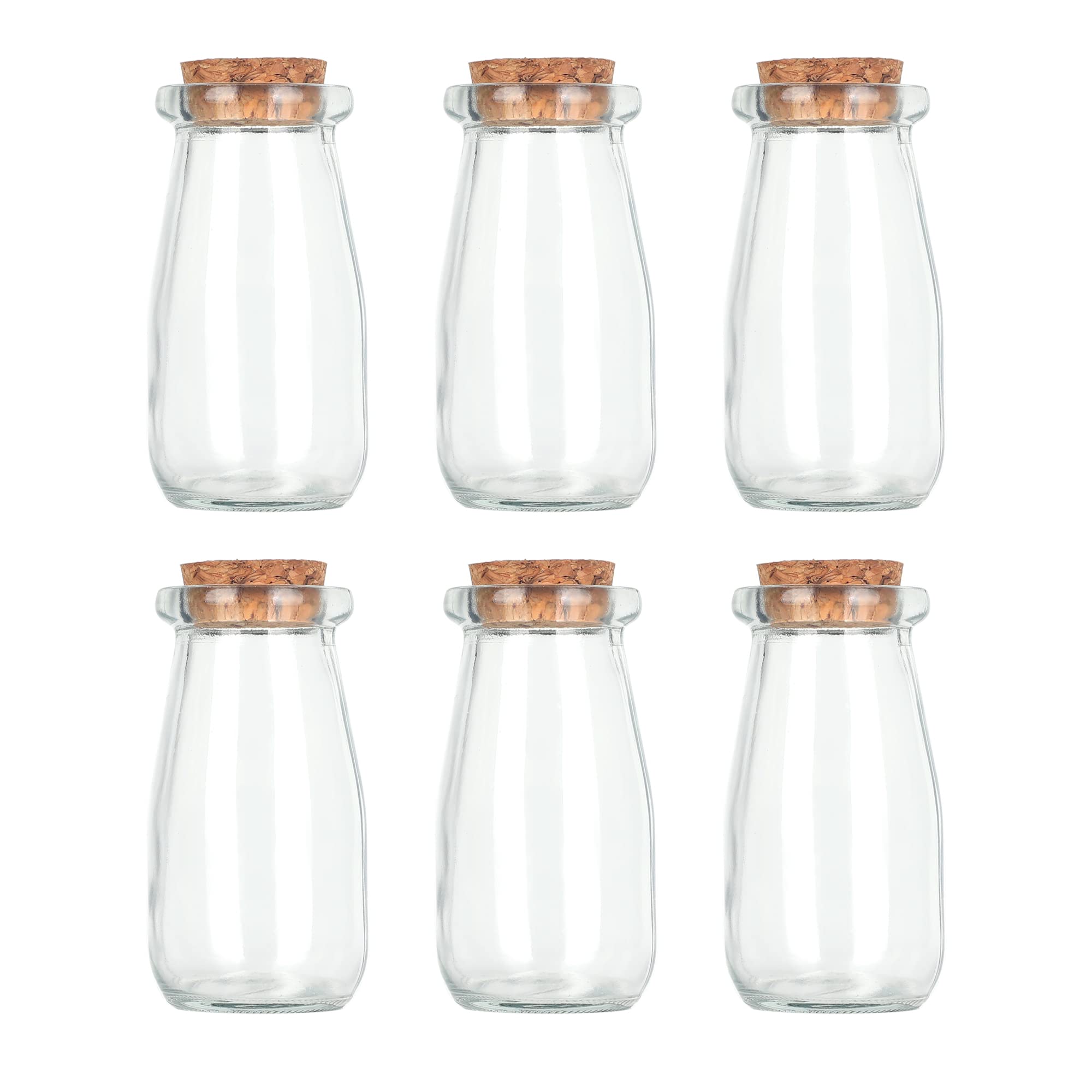 Magic Season Decorative Glass Bottles with Cork Stoppers (100 ml Yogurt Bottles / 6 Pcs)
