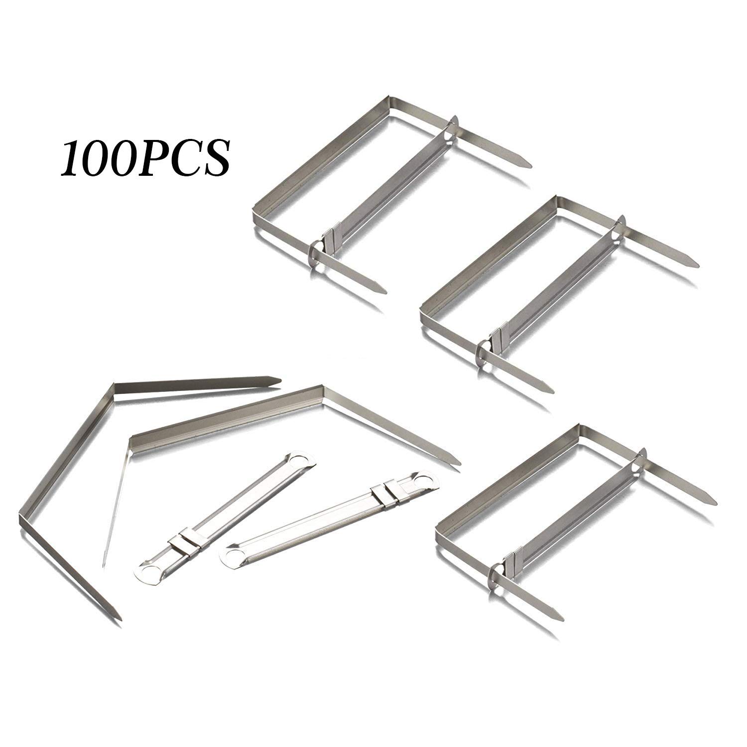 Hamosky 100pcs Stainless Steel/Plastic Office School Paper Fasteners,2 Holes (Sliver-100Pcs)