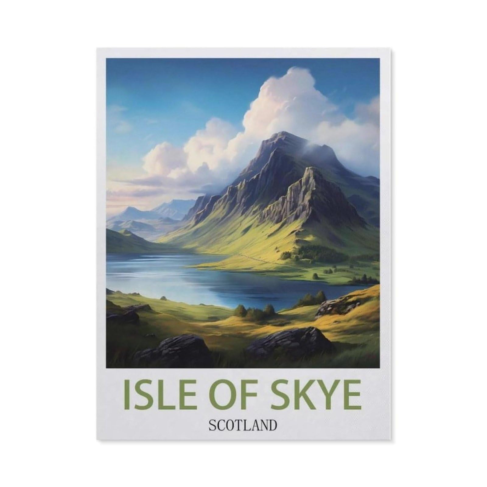 Beayodkp （50 X 60 Cm/19.68 X 23.62 Inches） Diamond Painting Kits For Adults And Kids，Isle Of Skye Scotland Vintage Travel Posters，Full Drill Round Rhinestone Paint With Diamonds-Cf80