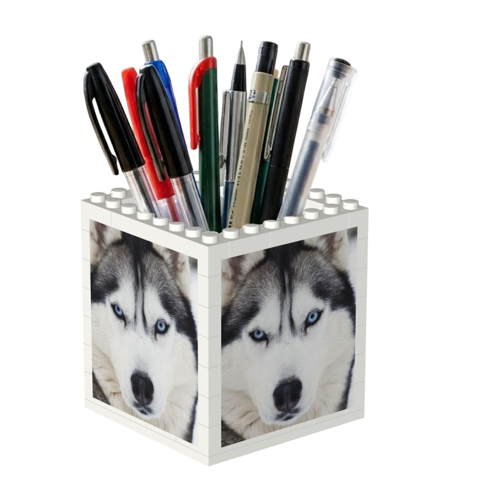 Poadnly Cute Husky, Pen Pot Pencil Holder for Office Home School, Compact Desk Organiser for Office Stationery
