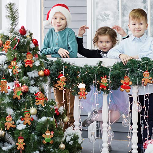 30 Pieces Christmas Tree Wooden Gingerbread Hanging Baking Ornament Gingerbread Kitchen Ornaments Decorations Candyland Wooden Tree Ornaments For Christmas Party Wall Decorations #TOP6
