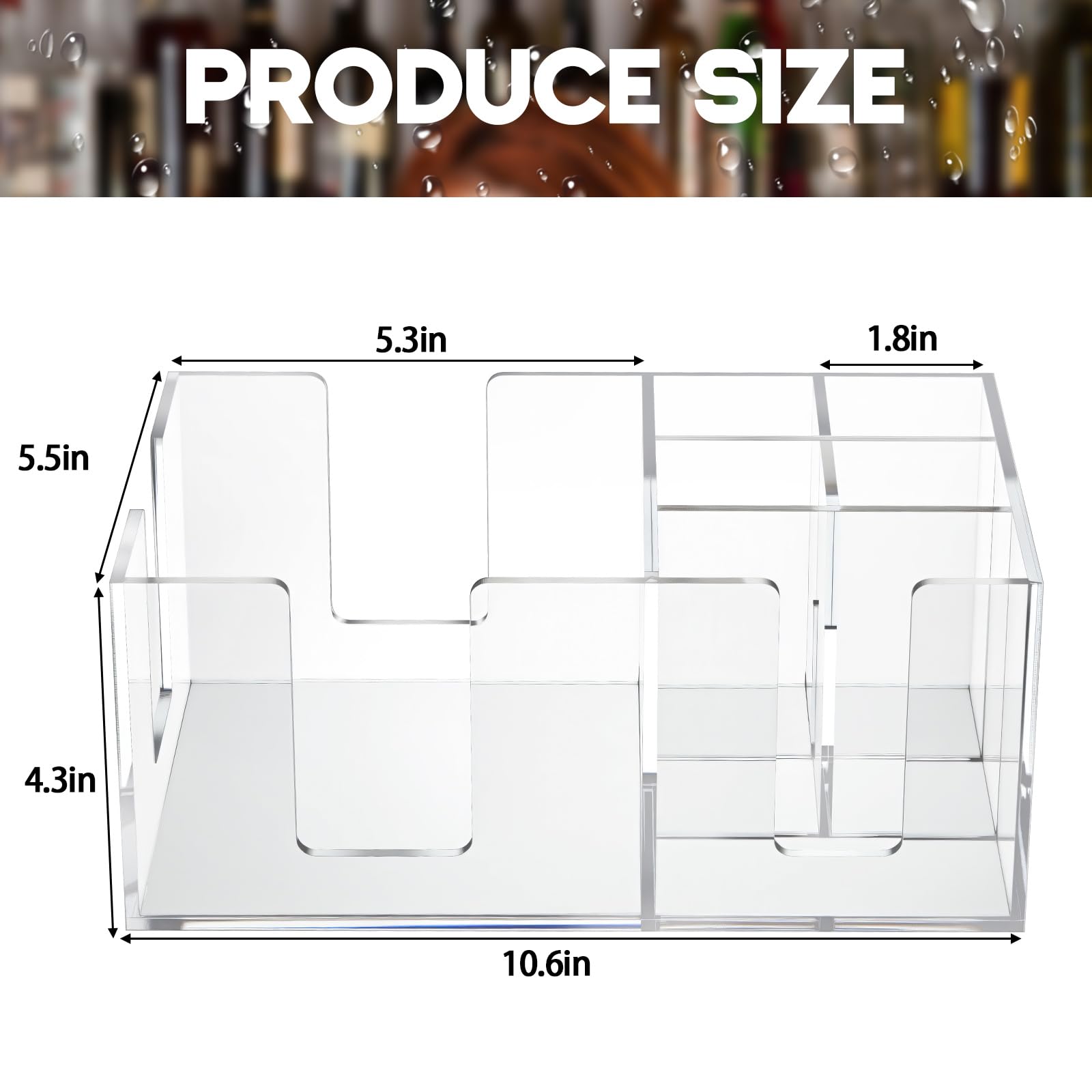 Mifoci 2 organizadores para bar con 6 compartimentos, servilleteros de bar, pajitas de cóctel y palillos de dientes, condimentos para el hogar, oficina, cocina, encimera, 9.5 pulgadas de largo x 5.9