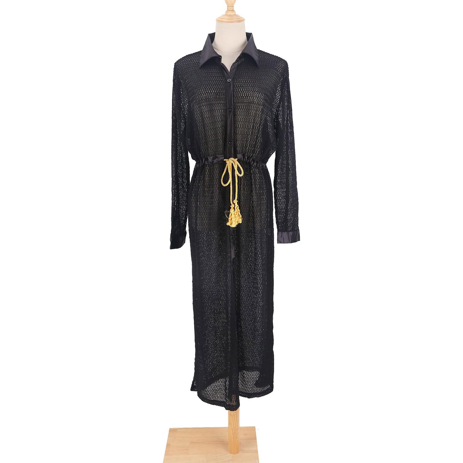 Greabuy Kimono da donna casual a maniche corte con spacco laterale e bottoni, cardigan lungo con cintura, abbigliamento da spiaggia
