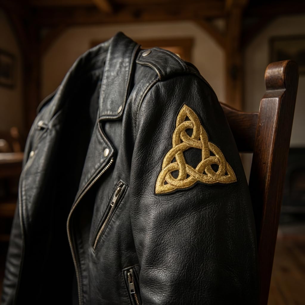 Gold Celtic Embroidered Patch - 3 Inch Triquetra Iron-On or Sew-On Applique - Symbolic Fabric Emblem for Jackets, Bags, and DIY Clothing Decoration