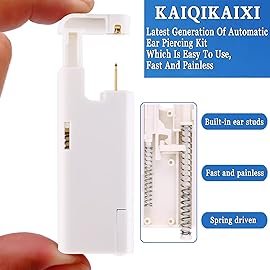 KAIQIKAIXI 18Pcs Ear Piercing Kit Automatic And Painless Ear Nail Gun Disposable Aseptic Household Ear Piercing Gun Portable Ear Piercing Gun Group Ear Piercing Tools (3mm, Golden)