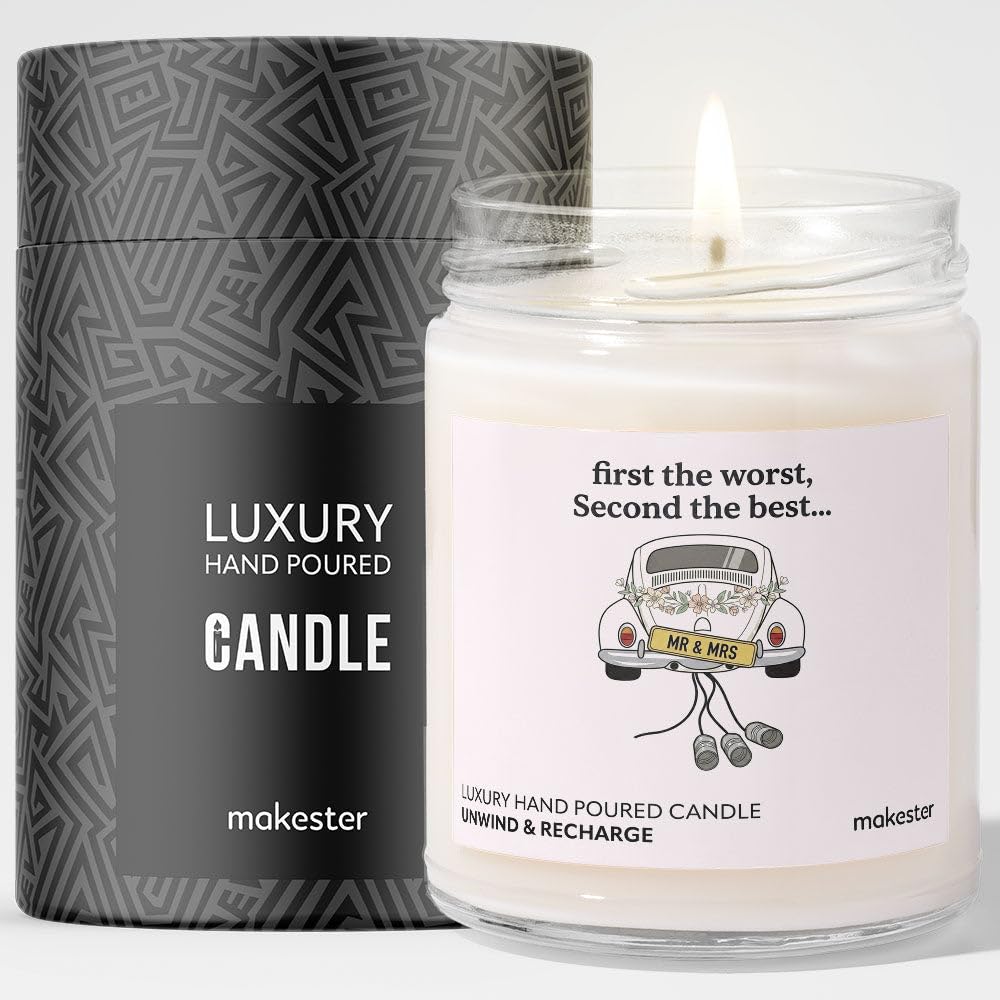 Engagement Gift for Second Marriage - Luxury Soy Wax Candle - Vanilla, Jasmine, Sugared Almond - Makester โ image 1