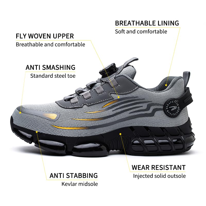Image of Steel Toe Work Sneakers for Men Women Lightweight Comfortable Industrial & Construction Work Safety Shoes
