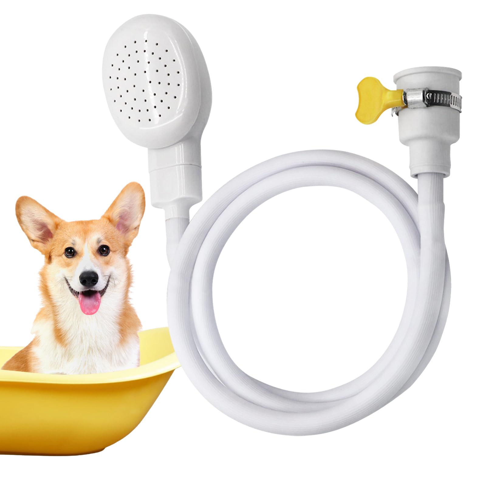 Bath Sink Single Tap Shower Pet Shower Sprayer Head Hose Spray Sink Faucet Sprayer Attachment Handheld Shower Head Set for Hair Washing Pet Showering Bathroom