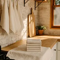 Pano de Prato Algodão Crú Pré Lavados Lisos Kits com 12 Unidades