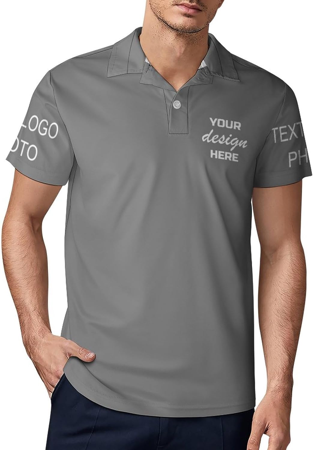 Custom Polo Shirts for Men Customized Golf Shirts Design Your Own Personalized Work Jersey Shirts with Text Photo Logo