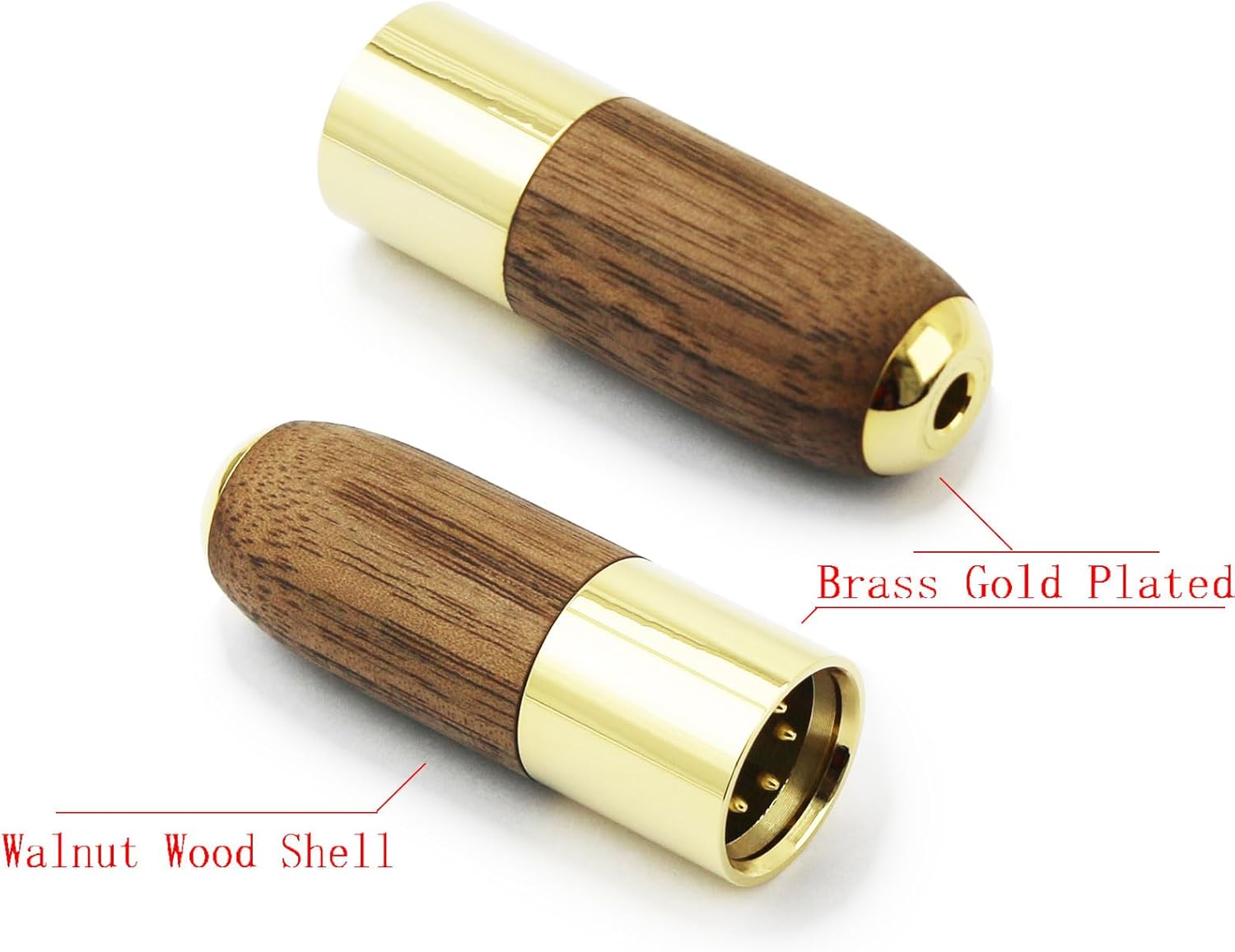 NewFantasia 4-pin XLR Balanced Male to 4.4mm Balanced Female Headphone Audio Adapter Walnut Wood and Brass Gold Plated Shell Connector Adapter 4-pin XLR Male to 4.4mm Female