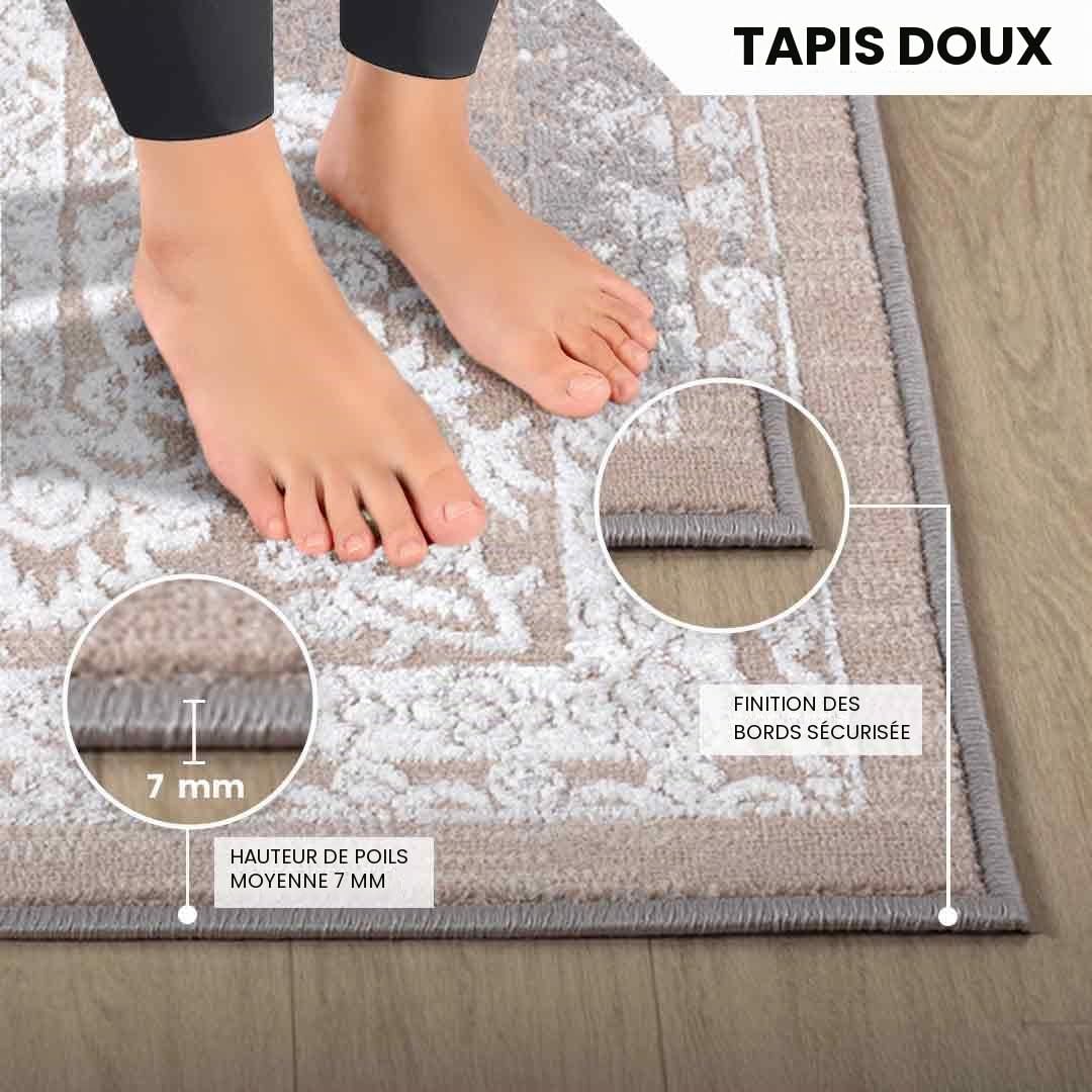 Livabliss Tangier Tapis vintage pour couloir, salon, 80 x 150 cm, style scandinave neutre, style bohème, poils naturels faciles d'entretien, beige, 80 x 150 cm