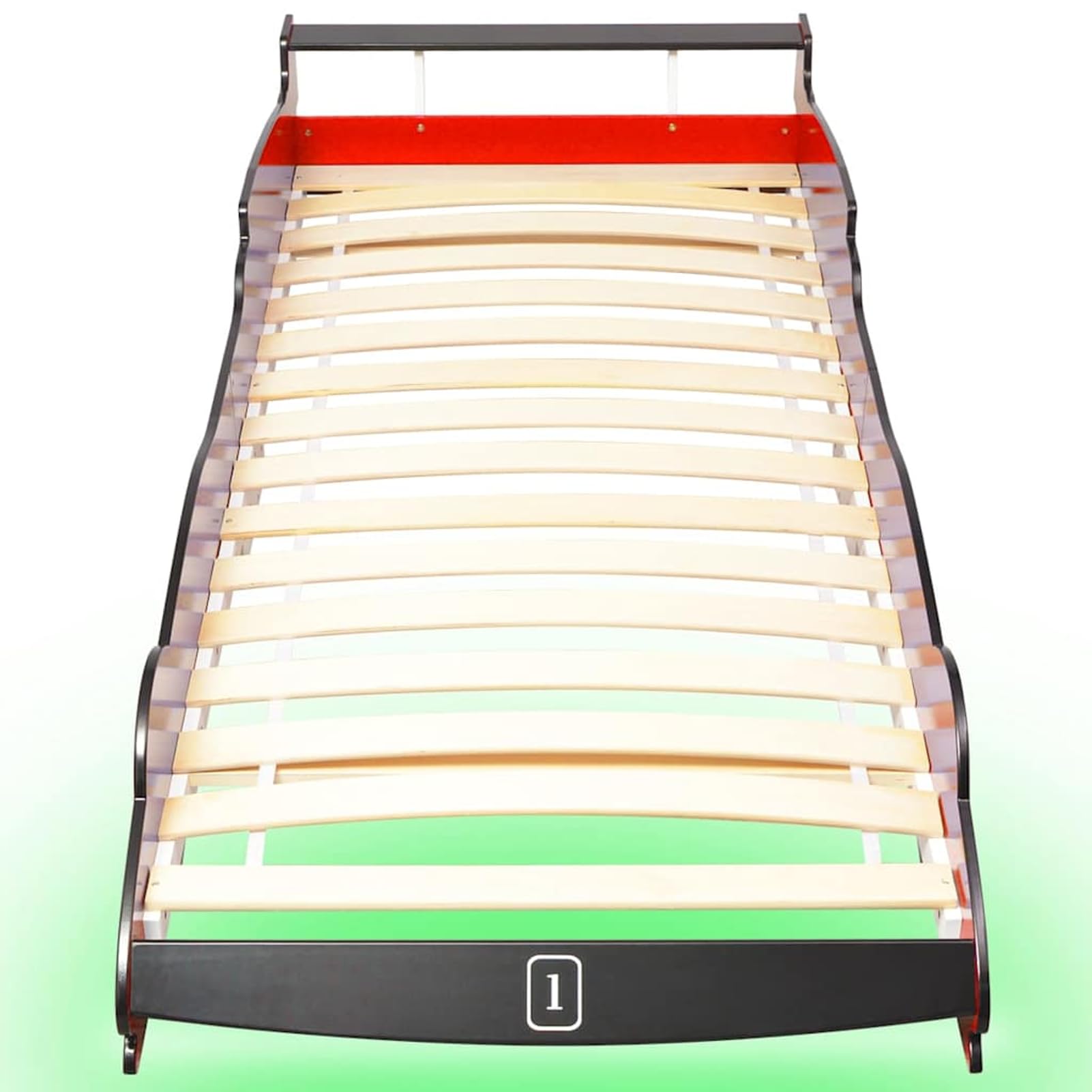 Homgoday Cama Infantil Coche Carreras LED Color RGB - 90x200 cm - Seguridad y Diseño