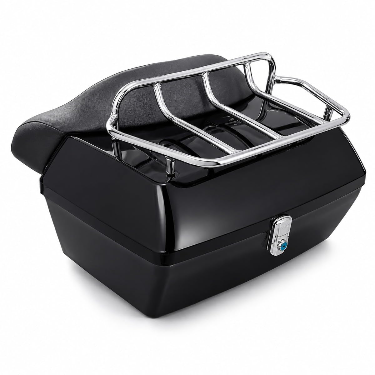 Baannaww 48L Motorcycle Rear Box ABS Hard Top Case with Padded Backrest and Upper Luggage Rack,Waterproof Lockable Motorbike Trunk for Motorcycle,Scooter,E-Bike,Travel and Rear Rack