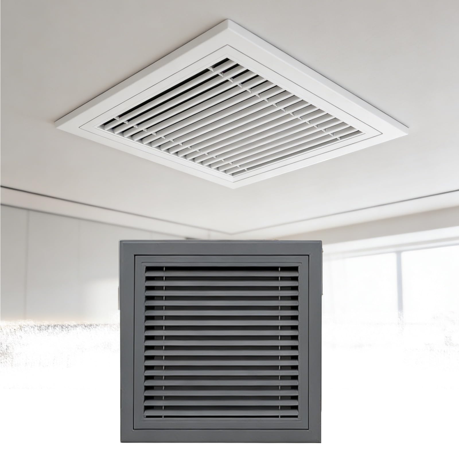 Cubiertas Grises para Rejillas de ventilación de 18x18 Pulgadas, Rejillas de Retorno de Acero con Rejilla filtrante, ventilación de Techo Uniforme para el Paso del Aire, la Rejilla de apertu