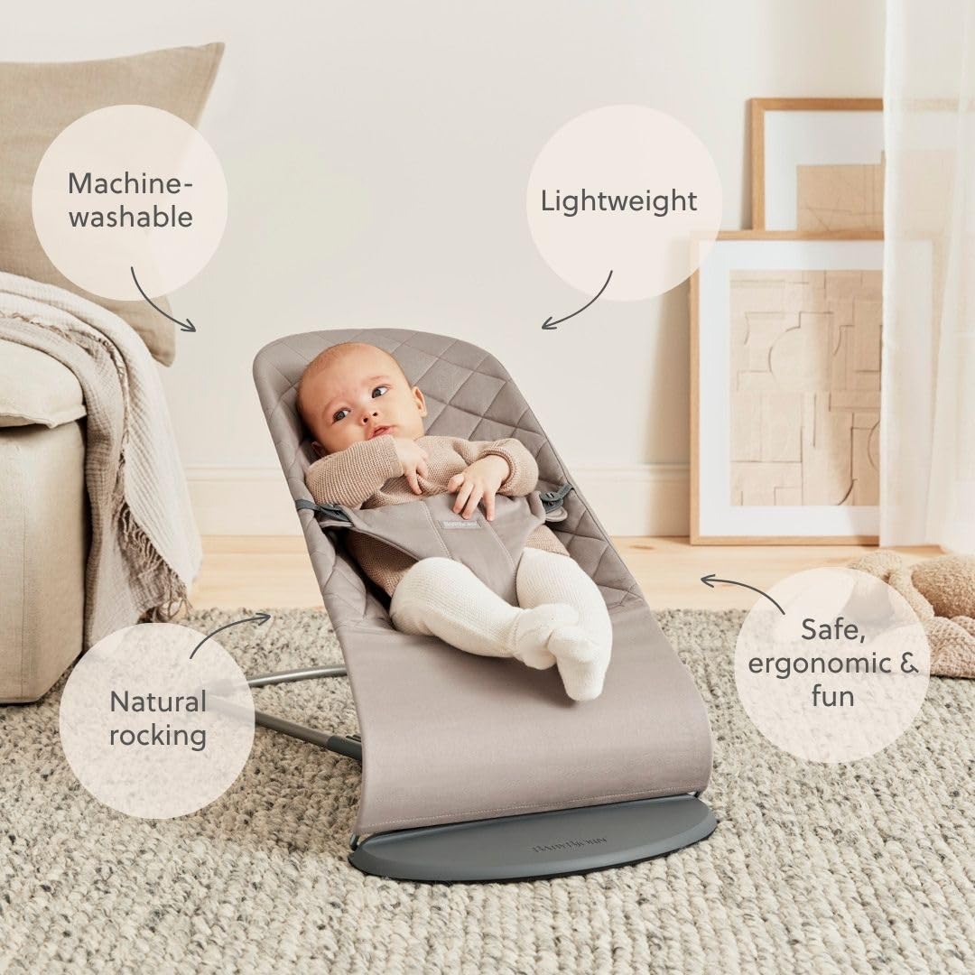 BabyBjörn Transat Bliss, Tissé, Matelassage classique, Gris sable