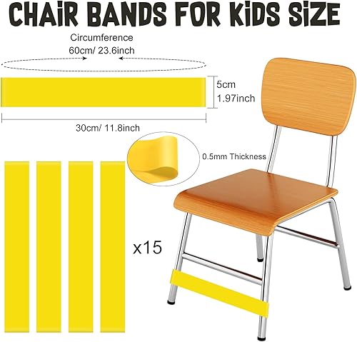 Miniatura 2 de PLULON Paquete de 15 bandas para sillas para niños con pies inquietos para sillas de aula, bandas inflables para estudiantes, sillas, escritorios