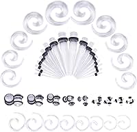 14G-00G 00G-3/4" Kit de alargadores de orelha de acrílico em forma de crescente conjunto de plugues de búfalo cônico, Zircônia cúbica