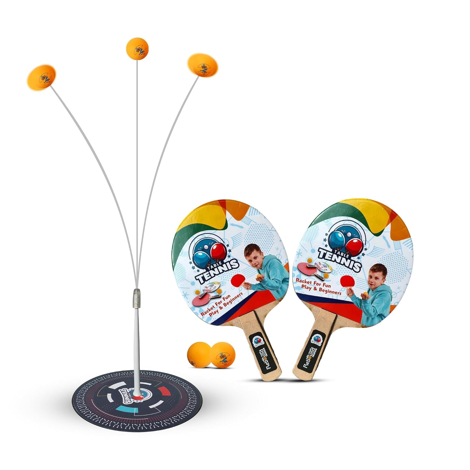 TT Training Toys for Kids | Solo Rebound Rackets with Ball Practice Set | Outdoor Indoor Trainer Games for Players Boys & Girls-image-0