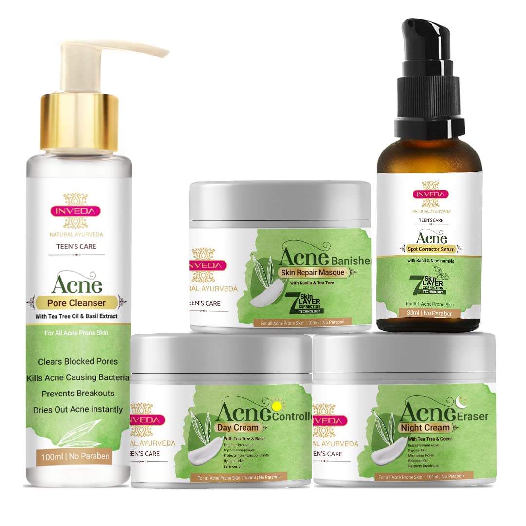 Advance Acne Treatment Kit for Teenagers, Reduce Acne Spot, Blackheads and Whiteheads with Tea Tree, Tulsi & Neem | 5 Easy Steps for Clear Skin, 430ml